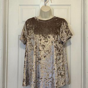 Velvet Short-Sleeve Rose Gold Reversible Top - Size S/M